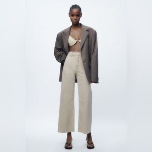 NWOT ZARA ZW High-Rise Mariner Straight Beige/Tan Jeans
